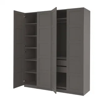IKEA PAX / BERGSBO Dulap, gri inchis/gri inchis, 200x60x236 cm