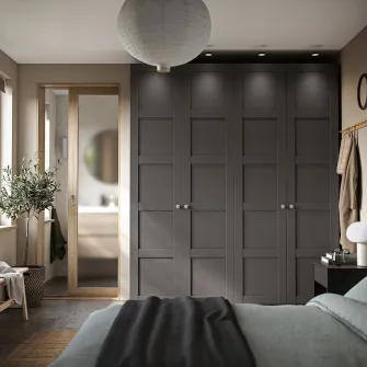 IKEA PAX / BERGSBO Dulap, gri inchis/gri inchis, 200x60x236 cm
