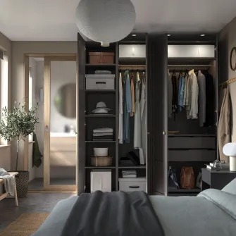 IKEA PAX / BERGSBO Dulap, gri inchis/gri inchis, 200x60x236 cm