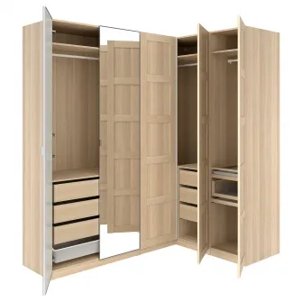 IKEA PAX / BERGSBO/ÅHEIM Dulap colt, aspect stejar antichizat/frnr stjr, 211/161x236 cm