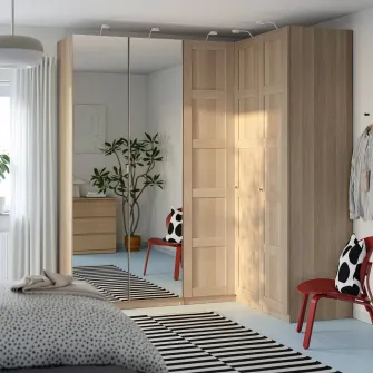 IKEA PAX / BERGSBO/ÅHEIM Dulap colt, aspect stejar antichizat/frnr stjr, 211/161x236 cm