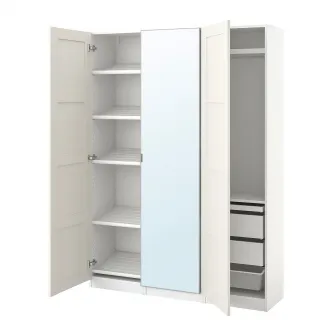 IKEA PAX / BERGSBO/ÅHEIM Combinatie dulap, alb/oglinda, 150x38x201 cm