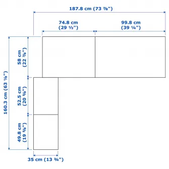 IKEA PAX Dulap colt, alb, 161/188x201 cm