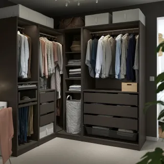 IKEA PAX Dulap colt, gri inchis, 211/161x201 cm