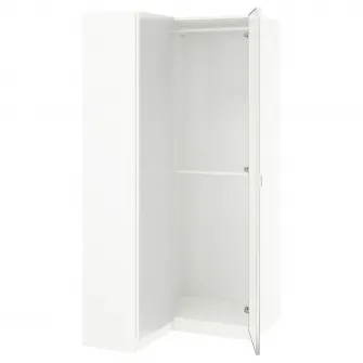 IKEA PAX / FARDAL/ÅHEIM Dulap colt, lucios alb/oglinda, 111/88x201 cm