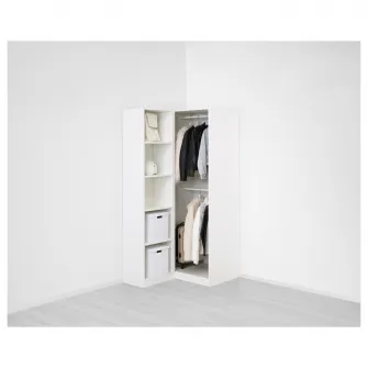 IKEA PAX / FARDAL/ÅHEIM Dulap colt, lucios alb/oglinda, 111/88x201 cm