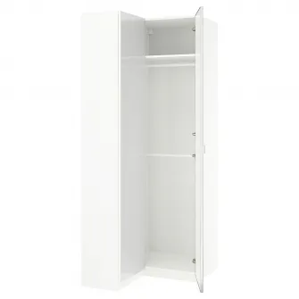 IKEA PAX / FARDAL/ÅHEIM Dulap colt, lucios alb/oglinda, 111/88x236 cm