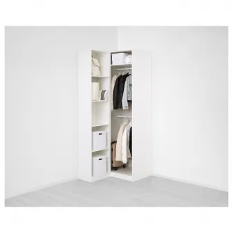 IKEA PAX / FARDAL/ÅHEIM Dulap colt, lucios alb/oglinda, 111/88x236 cm