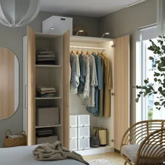 IKEA PAX / FORSAND Combinatie dulap, alb/aspect stejar antichizat, 150x60x201 cm