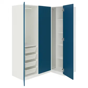 IKEA PAX / FYRUDDEN Dulap colt, alb/albastru, 161/111x201 cm