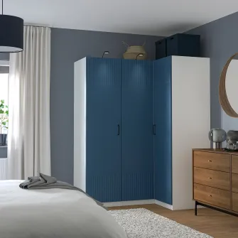IKEA PAX / FYRUDDEN Dulap colt, alb/albastru, 161/111x201 cm