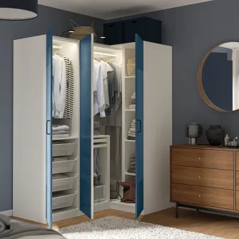 IKEA PAX / FYRUDDEN Dulap colt, alb/albastru, 161/111x201 cm