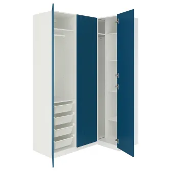 IKEA PAX / FYRUDDEN Dulap colt, alb/albastru, 161/111x236 cm