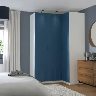 IKEA PAX / FYRUDDEN Dulap colt, alb/albastru, 161/111x236 cm