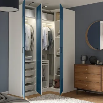 IKEA PAX / FYRUDDEN Dulap colt, alb/albastru, 161/111x236 cm