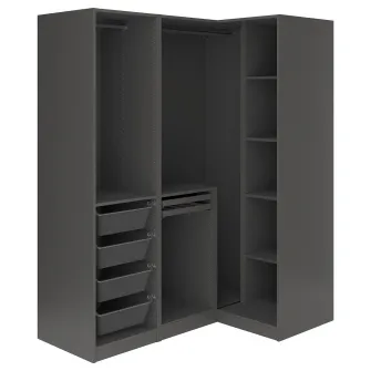 IKEA PAX / FYRUDDEN Dulap colt, gri inchis/albastru, 161/111x201 cm