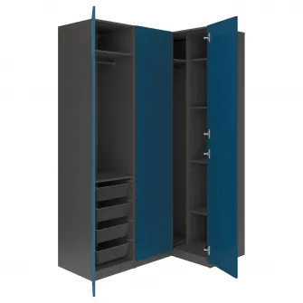 IKEA PAX / FYRUDDEN Dulap colt, gri inchis/albastru, 161/111x236 cm