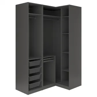 IKEA PAX / FYRUDDEN Dulap colt, gri inchis/albastru, 161/111x236 cm