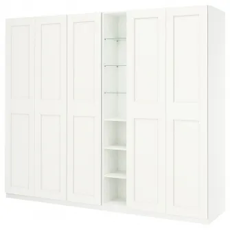 IKEA PAX / GRIMO Combinatie dulap, alb alb/alb, 285x60x236 cm