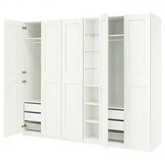 IKEA PAX / GRIMO Combinatie dulap, alb alb/alb, 285x60x236 cm