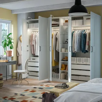 IKEA PAX / GRIMO Combinatie dulap, alb alb/alb, 285x60x236 cm