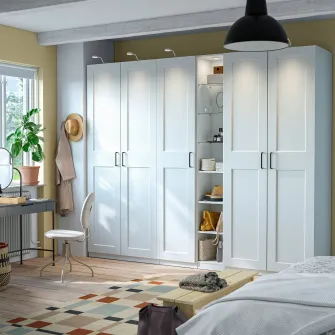 IKEA PAX / GRIMO Combinatie dulap, alb alb/alb, 285x60x236 cm
