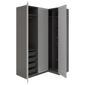 IKEA PAX / GULLABERG Dulap colt, gri inchis/gri, 161/111x236 cm