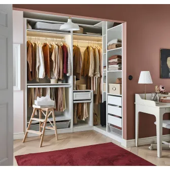 IKEA PAX Unitate suplimentara colt 4 polite, alb, 53x58x236 cm