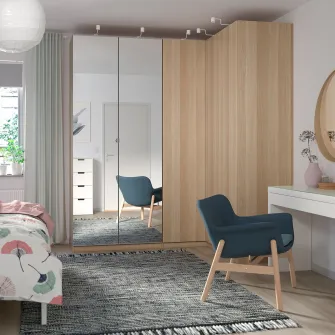 IKEA PAX Unitate suplimentara colt 4 polite, aspect stejar antichizat, 53x58x236 cm