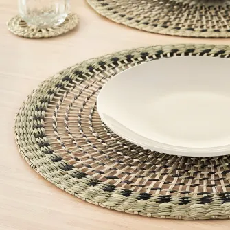 IKEA PENNFISK Suport farfurie, natr/asortat lucrat manual, 37 cm