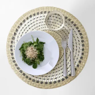 IKEA PENNFISK Suport farfurie, natr/asortat lucrat manual, 37 cm