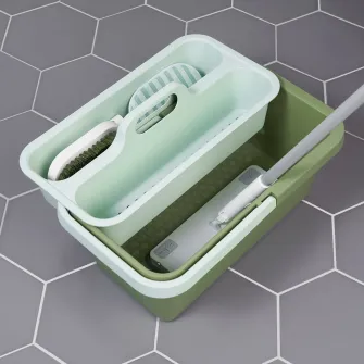 IKEA PEPPRIG Lighean si cutie pentru curatenie, verde