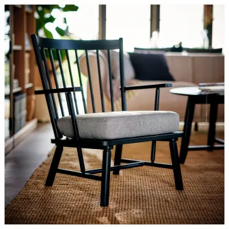 IKEA PERSBOL Fotoliu, negru/Tibbleby bej/gri