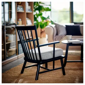 IKEA PERSBOL Fotoliu, negru/Tibbleby bej/gri