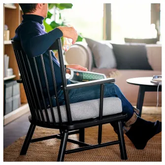 IKEA PERSBOL Fotoliu, negru/Tibbleby bej/gri