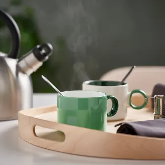 IKEA PIGGÅL Cana, alb/verde, 30 cl