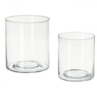 IKEA PILFINK Set 2 suporturi lumanare, sticla transparenta