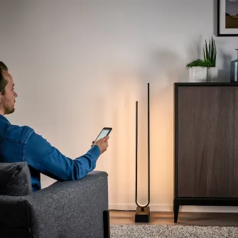 IKEA PILSKOTT Lampadar LED, smart negru