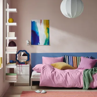 IKEA PILTANDVINGE Husa pilota+fata perna, roz, 150x200/50x60 cm