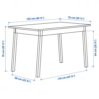 IKEA PINNTORP / STEFAN Masa + 4 scaune, maro deschis vopsit vopsit alb/alb, 125 cm