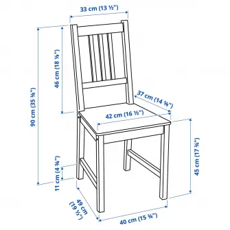 IKEA PINNTORP / STEFAN Masa + 4 scaune, maro deschis vopsit vopsit alb/alb, 125 cm