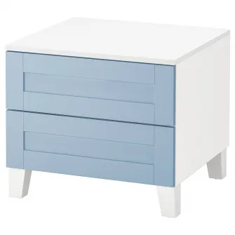 IKEA PLATSA Comoda 2 sertare, alb/Sannidal albastru, 60x57x53 cm