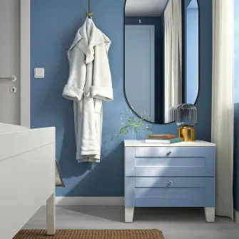 IKEA PLATSA Comoda 2 sertare, alb/Sannidal albastru, 60x57x53 cm