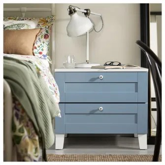 IKEA PLATSA Comoda 2 sertare, alb/Sannidal albastru, 60x57x53 cm