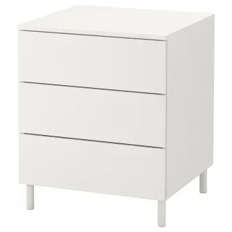 IKEA PLATSA Comoda 3 sertare, alb/Fonnes alb, 60x57x73 cm