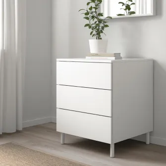 IKEA PLATSA Comoda 3 sertare, alb/Fonnes alb, 60x57x73 cm