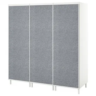 IKEA PLATSA Dulap cu 3 usi glisante, alb Larkollen/gri inchis, 180x57x191 cm