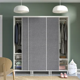 IKEA PLATSA Dulap cu 3 usi glisante, alb Larkollen/gri inchis, 180x57x191 cm