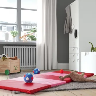 IKEA PLUFSIG Saltea plianta gimnastica, roz/rosu, 78x185 cm