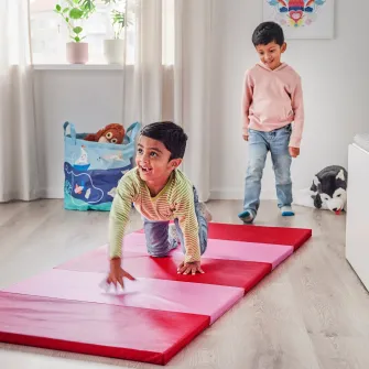 IKEA PLUFSIG Saltea plianta gimnastica, roz/rosu, 78x185 cm